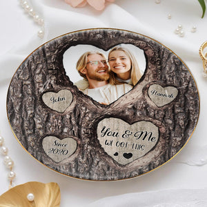 You & Me We Got This Heart Tree Bark Photo Dish - Personalized Custom Jewelry Dish, Ceramic Dish, Round Shape - CPL355_RCRF