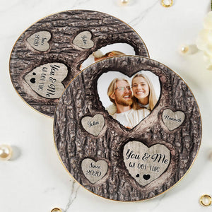 You & Me We Got This Heart Tree Bark Photo Dish - Personalized Custom Jewelry Dish, Ceramic Dish, Round Shape - CPL355_RCRF