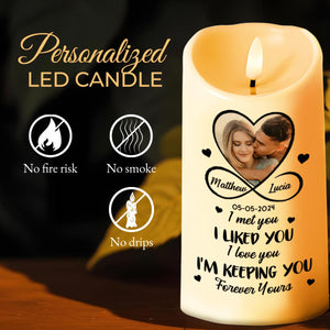 I Met You, I Liked You, Love and Hearts - Personalized Custom LED Candle - CPL426_LECA