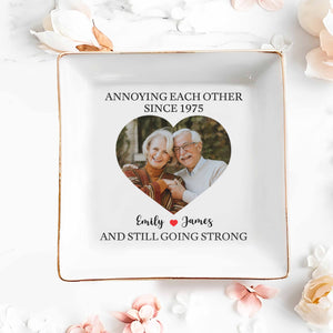 Annoying Each Other Since And Still Going Strong, Ceramic Dish - Personalized Custom Jewelry Dish, Square Ceramic Dish - CPL455_SCRD