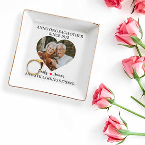 Annoying Each Other Since And Still Going Strong, Ceramic Dish - Personalized Custom Jewelry Dish, Square Ceramic Dish - CPL455_SCRD
