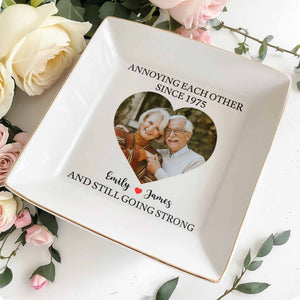 Annoying Each Other Since And Still Going Strong, Ceramic Dish - Personalized Custom Jewelry Dish, Square Ceramic Dish - CPL455_SCRD