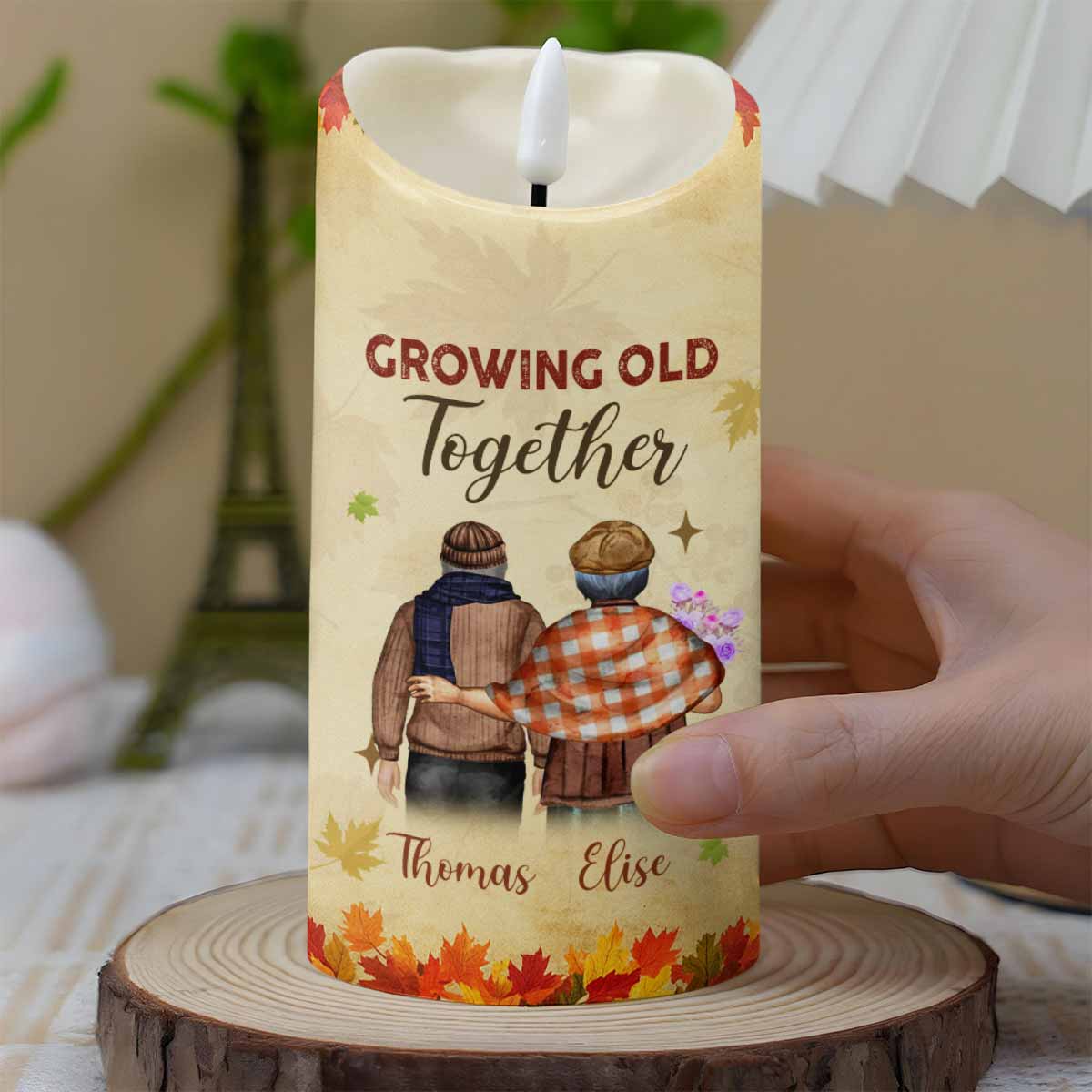 Growing Old Together, Message For Husband - Personalized Custom LED Candle - CPL844_LECA