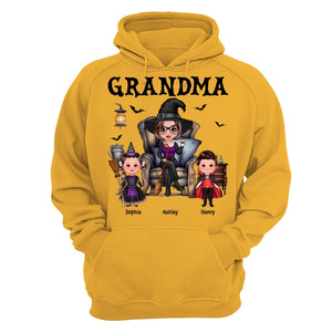 Grandma Witch Sitting On Chair with Kids personalized shirt
