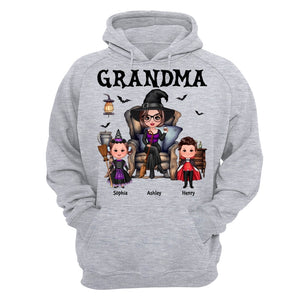 Grandma Witch Sitting On Chair with Kids personalized shirt