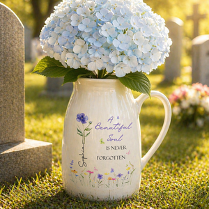 A Beautiful Soul Is Never Forgotten Wildflowers And Butterflies - Personalized Ceramic Flower Vase