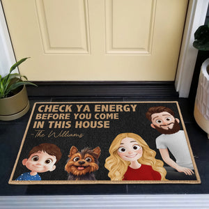 Check Ya Energy - 3D Family Version - Personalized Doormat