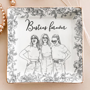 Photo ring dish with hand-drawn line portrait