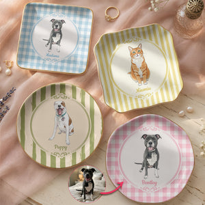 Custom pet portrait watercolor jewelry dish