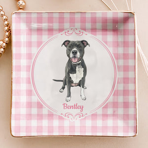 Pet portrait dish with name