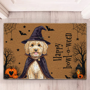 Custom Pet Portrait Watercolor Art Happy Halloween Doormat