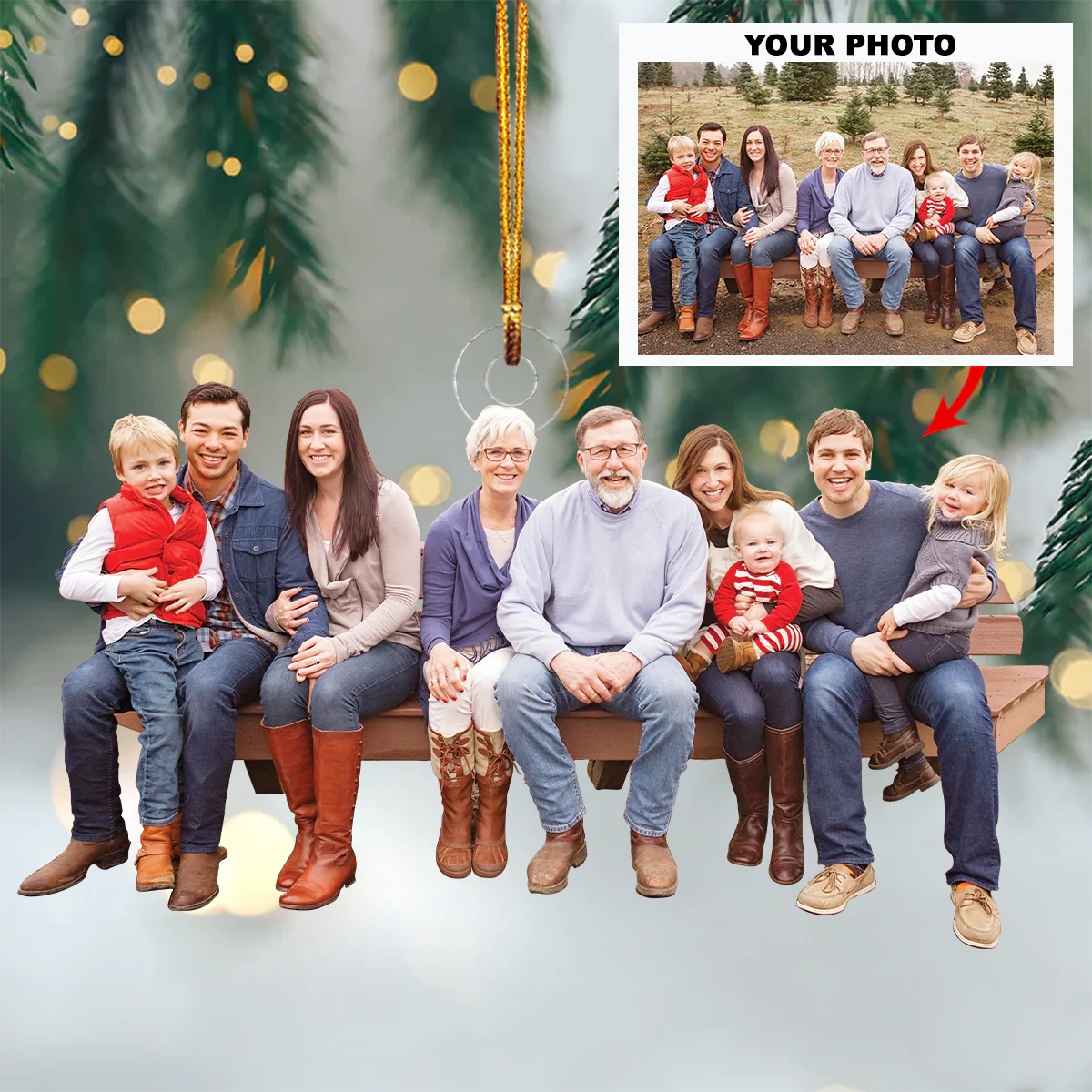 Custom Photo First Christmas Family - Personalized Acrylic Ornament - Christmas Gift For Family