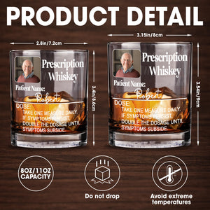 Prescription Whiskey, Dose: Take One Measure Daily, Double The Dosage - Personalized Custom Whiskey Glass - DAD068_RWG