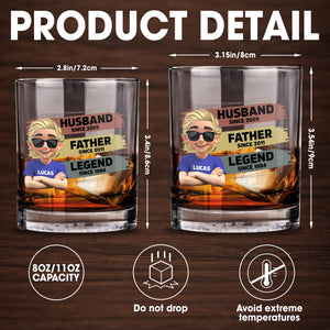 Husband, Father, Legend, Cartoon Character - Personalized Custom Whiskey Glass - DAD098_RWG
