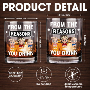 From The Reasons You Drink, Cartoon Children and Stars - Personalized Custom Whiskey Glass - DAD195_RWG