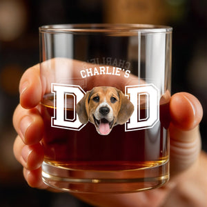 Dog Dad With Cute Dog Image - Personalized Custom Whiskey Glass - DAD196_RWG