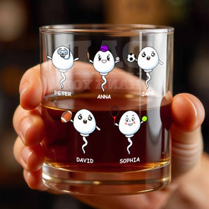 Customizable Characters With Sports Balls - Personalized Custom Whiskey Glass - DAD215_RWG