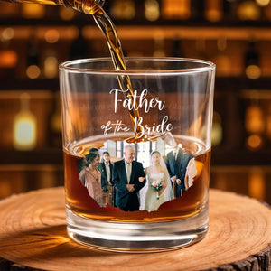 Father Of The Bride Wedding Photo Glass - Personalized Custom Whiskey Glass - DAD274_RWG