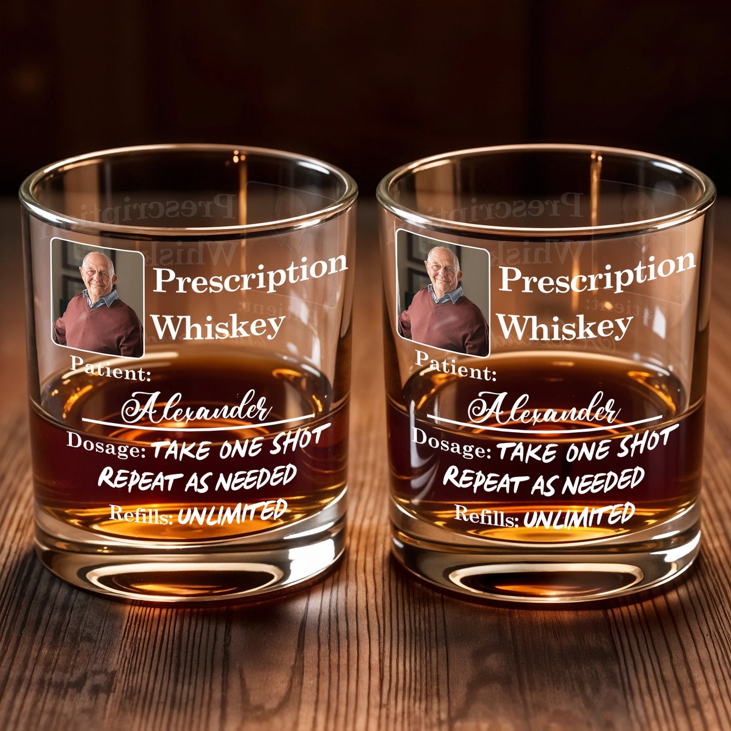 Prescription Whiskey Take One Shot Repeat As Needed - Personalized Custom Whiskey Glass - DAD290_RWG