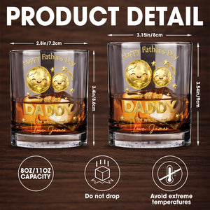 Happy Father's Day To The Best Daddy World Golden Earth Stars - Personalized Custom Whiskey Glass - DAD313_RWG