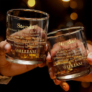 Stepdad The Best Kind Of Dad Gold Definition - Personalized Custom Whiskey Glass - DAD485_RWG