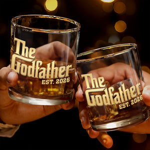 Will You Be My Godfather The Godfather Custom Golden Lettering - Personalized Whiskey Glass - DAD500_PRIWI