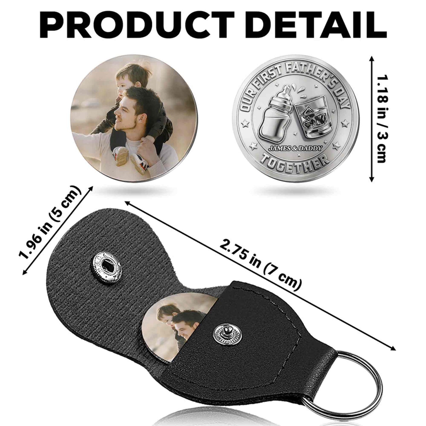 Our First Father's Day Together With Baby Bottle and Glass - Personalized Custom Pocket Hug - DAD521_HTOK