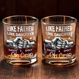 Like Father Like Daughter Oh Crap Fist Bump Design - Personalized Custom Whiskey Glass - DAD545_RWG