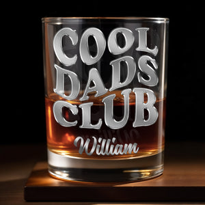 Cool Dads Club Personalized Custom Name Typography - Personalized Custom Whiskey Glass - DAD605_RWG