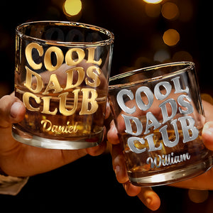 Cool Dads Club Personalized Custom Name Typography - Personalized Custom Whiskey Glass - DAD605_RWG
