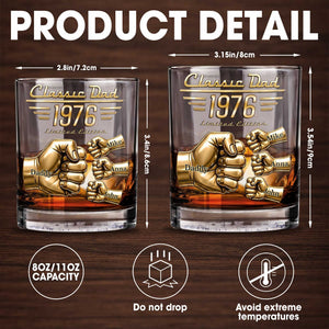 Classic Dad Limited Edition Fist Bump With Custom Members - Personalized Custom Whiskey Glass - DAD758_RWG