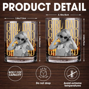 Girl Dad Custom Photo Upload Personalized Design - Personalized Custom Whiskey Glass - DAD770_RWG
