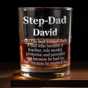 Step Dad The Best Kind Of Dad Definition Typography - Personalized Custom Whiskey Glass - DAD772_RWG