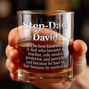 Step Dad The Best Kind Of Dad Definition Typography - Personalized Custom Whiskey Glass - DAD772_RWG