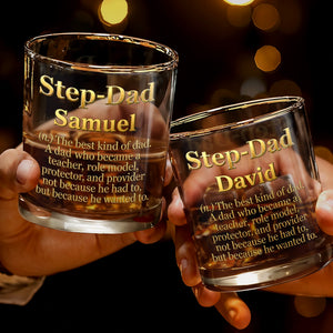 Step Dad The Best Kind Of Dad Gold Definition Design - Personalized Custom Whiskey Glass - DAD779_RWG
