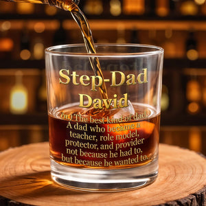 Step Dad The Best Kind Of Dad Gold Definition Design - Personalized Custom Whiskey Glass - DAD779_RWG