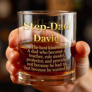 Step Dad The Best Kind Of Dad Gold Definition Design - Personalized Custom Whiskey Glass - DAD779_RWG