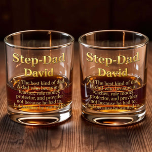 Step Dad The Best Kind Of Dad Gold Definition Design - Personalized Custom Whiskey Glass - DAD779_RWG
