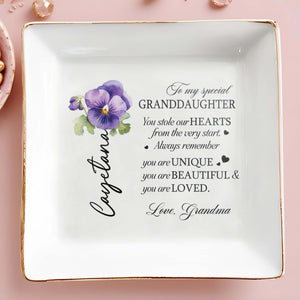 To My Special Granddaughter Unique and Loved - Personalized Custom Jewelry Dish - DAU029_SCRD