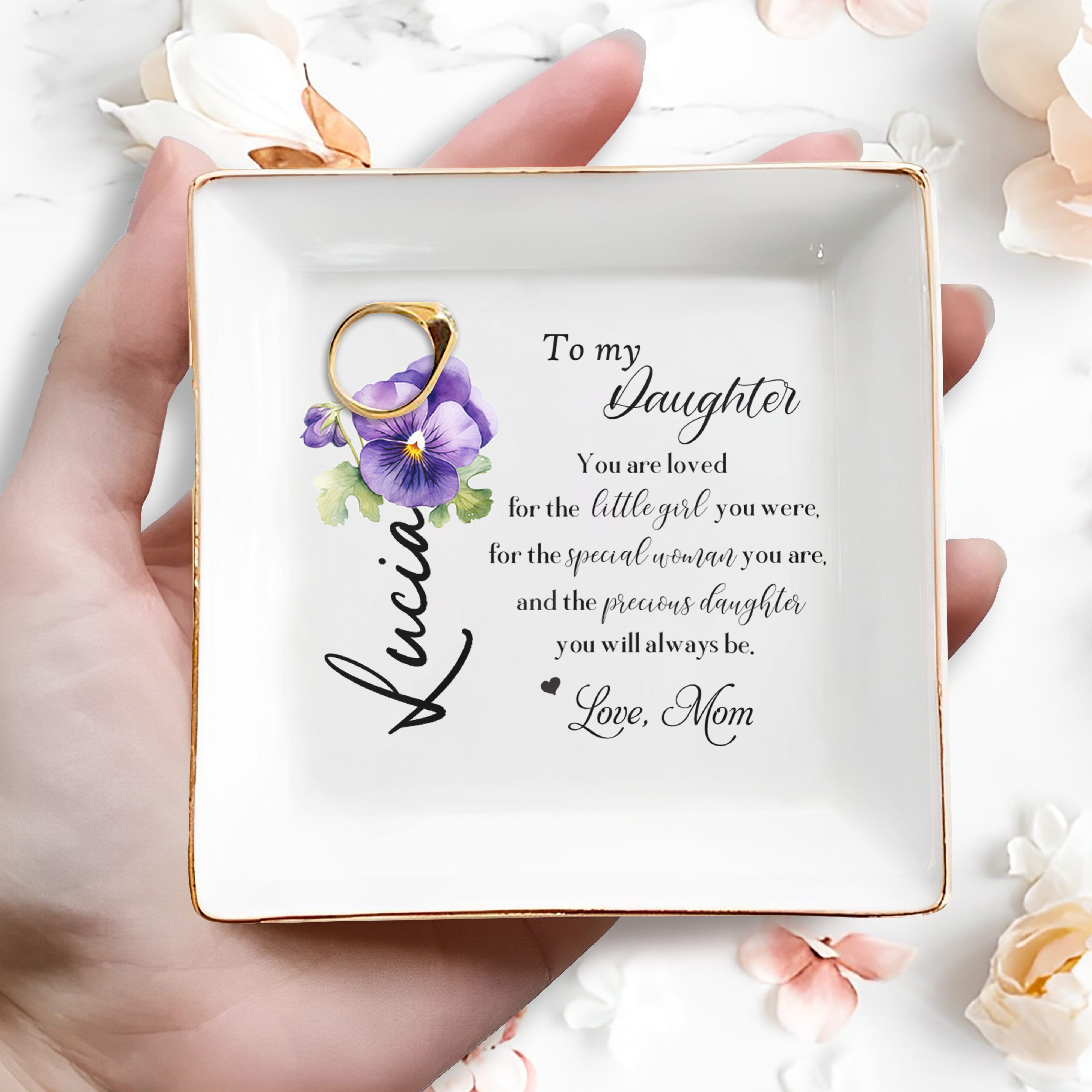 Loving Message For Daughter From Mom - Personalized Custom Jewelry Dish - DAU048_SCRD