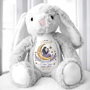 To My Daughter, Never Forget That I Love You Forever & Always, Moon and Stars - Personalized Stuffed Bunny - DAU054_BUN