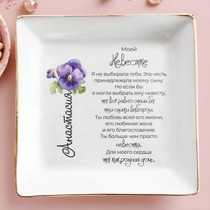 To My Daughter, My Heart's Joyful Song With Violets - Personalized Custom Jewelry Dish - DAU072_SCRD