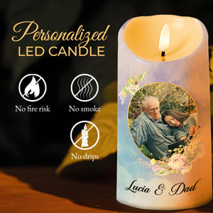 Love And Belief From Dad To Daughter Featuring Wolf And Flowers - Personalized Custom LED Candle - DAU085_LECA