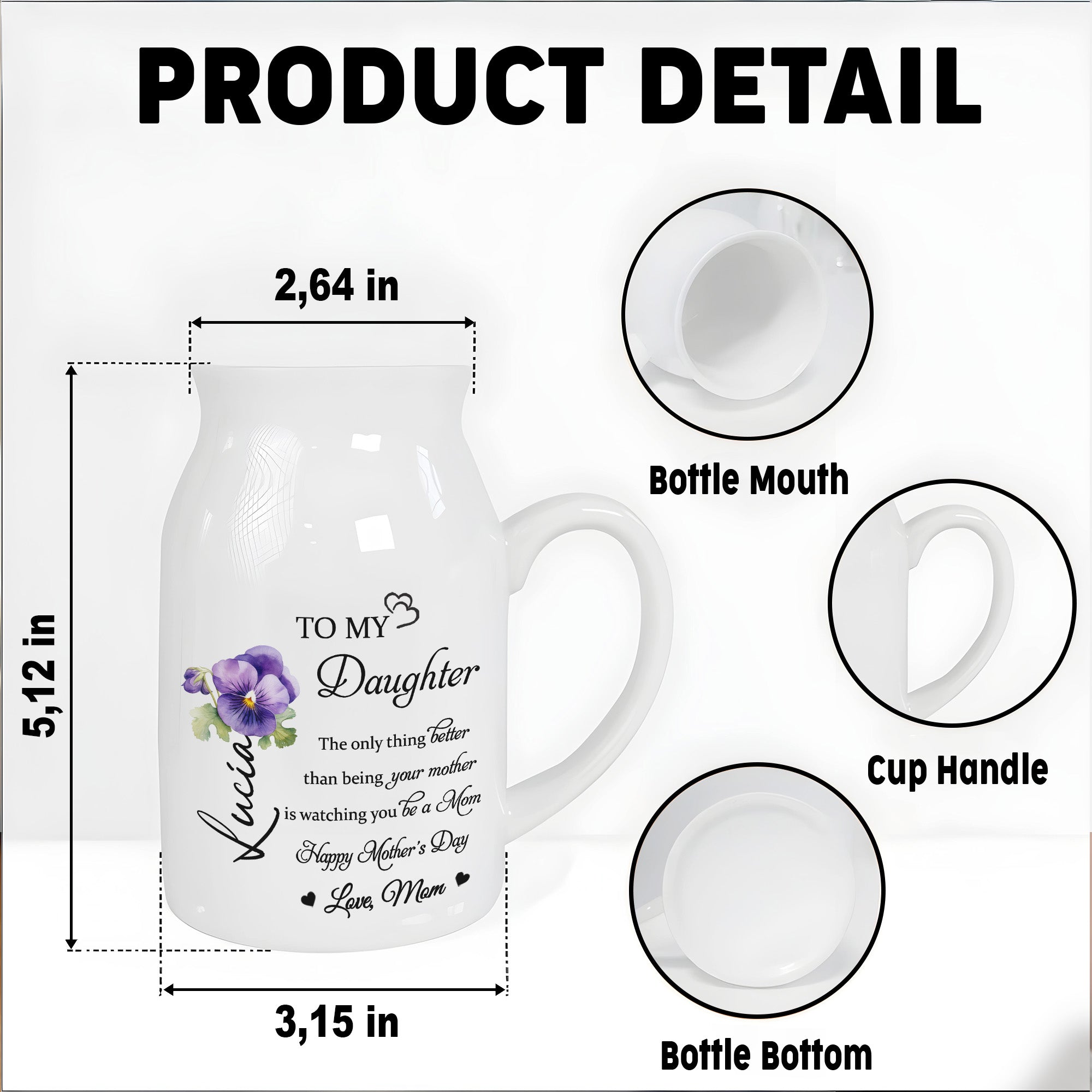 To My Daughter, The Only Thing Better Than Being Your Mother Is Watching You Be A Mom, Flower - Personalized Ceramic Flower Vase