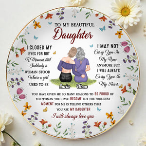 To My Beautiful Daughter, Flowers And Butterflies - Personalized Custom Jewelry Dish, Ceramic Dish, Round Shape - DAU142_RCRF