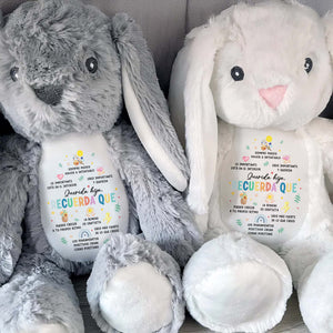 Querida Hija, Recuerda Que Siempre Podrás Contar Conmigo, Sun, Flowers, Hearts - Personalized Stuffed Bunny - DAU153_BUN