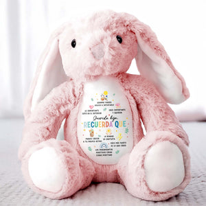 Querida Hija, Recuerda Que Siempre Podrás Contar Conmigo, Sun, Flowers, Hearts - Personalized Stuffed Bunny - DAU153_BUN