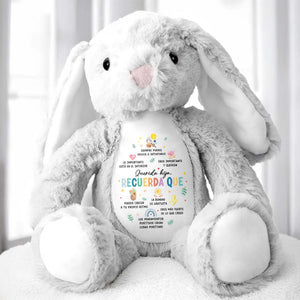 Querida Hija, Recuerda Que Siempre Podrás Contar Conmigo, Sun, Flowers, Hearts - Personalized Stuffed Bunny - DAU153_BUN