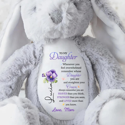 To My Daughter, Whenever You Feel Overwhelmed, Flowers - Personalized Stuffed Bunny - DAU162_BUN