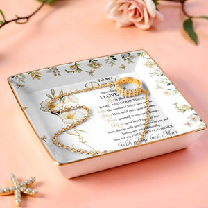 To My Daughter, Never Forget That I Love You - Personalized Custom Jewelry Dish, Ceramic Dish, Square Shape - DAU194_SCRF